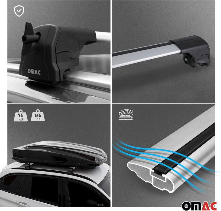OMAC Dachträger Gepäckträger kompatibel mit Volvo XC90 2015-2024 TÜV ABE Grundträger Alu Silber, Sil