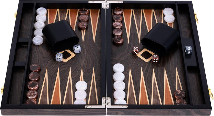 Engelhart- 250544 - Luxus-Backgammon 15 Zoll – Ebenholzfurnier lackiert – braun 15 Zoll Ebenholz Bra