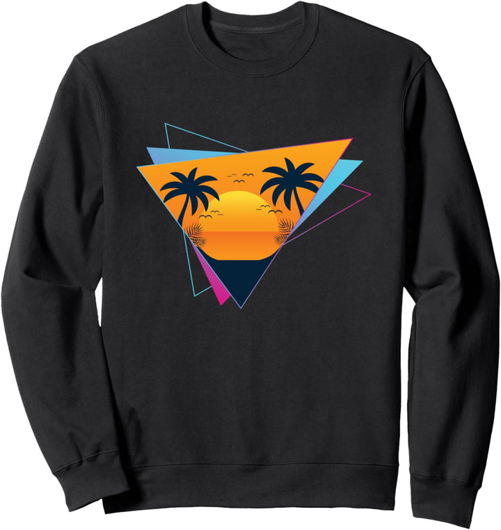 Tropischer Sonnenuntergang Synthwave Aesthetic Vaporwave Sweatshirt