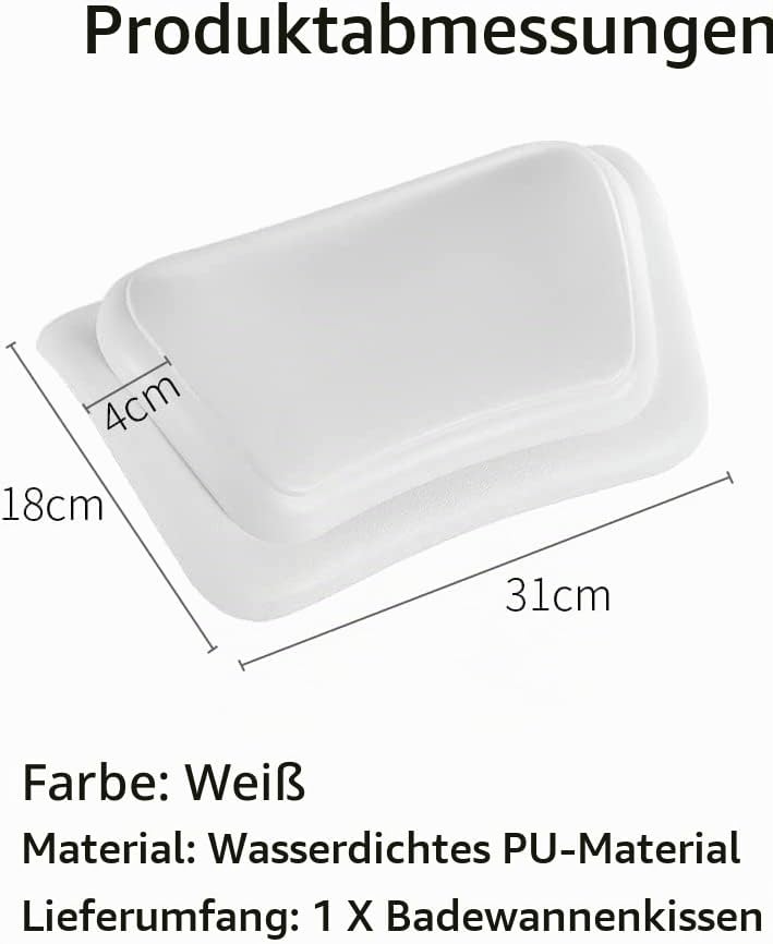 Lonkenn Badewannenkissen, Ergonomisches Badekissen, Stylisch PU-Badekissen mit Saugnäpfen, wasserdic