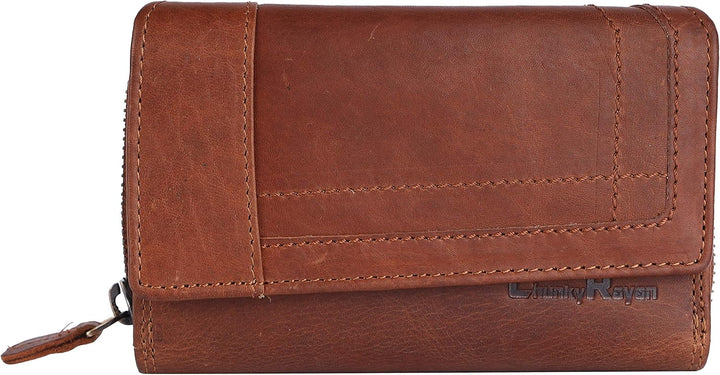 Chunkyrayan Echtleder Damen Geldbörse Hochwertig Vintage RFID Schutz inklusive Leder Schlüsselanhäng