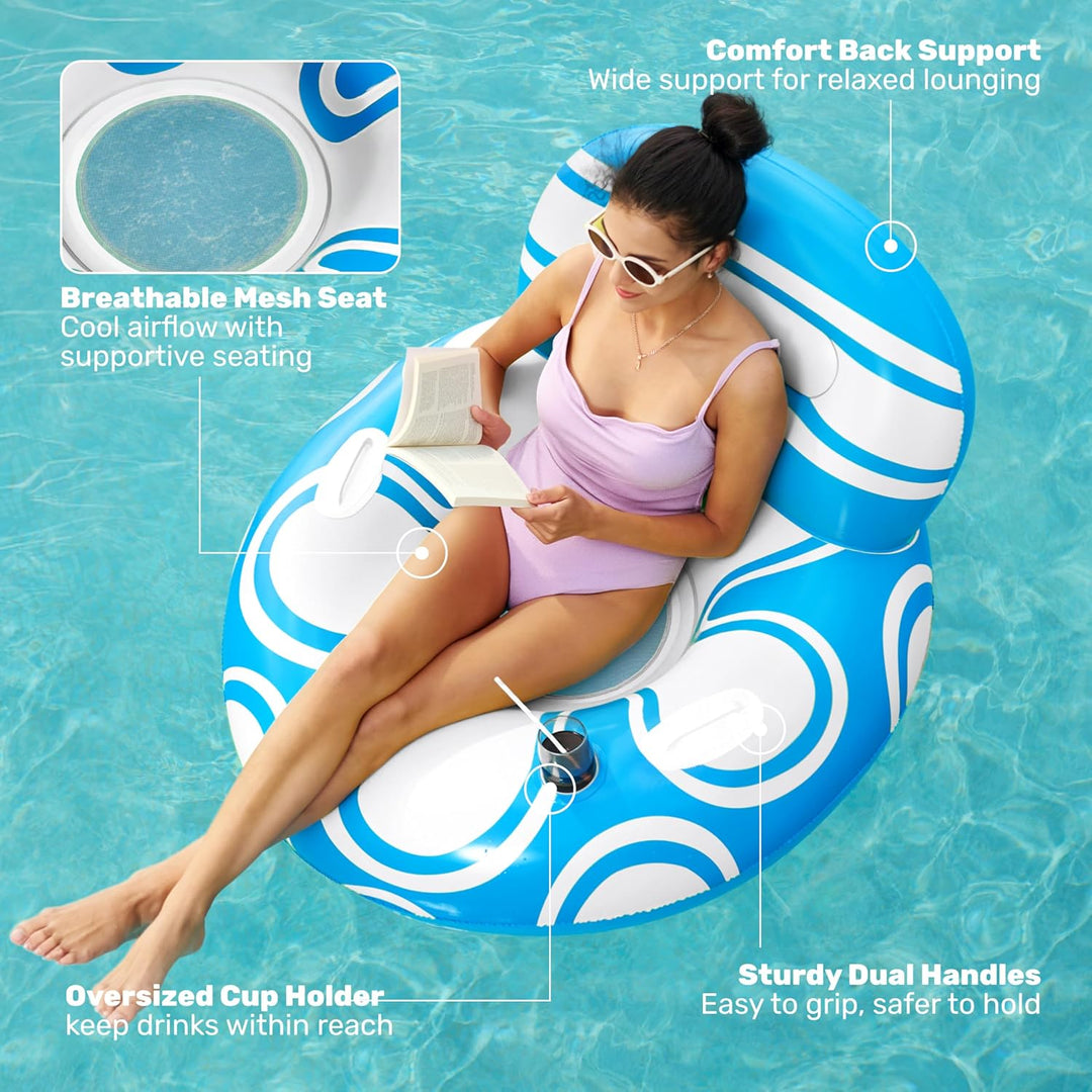 Sloosh aufblasbare Pool Float mit grosser Rückenlehne, Riesige Wasser Pool Luftmatratze Pool Schwimm