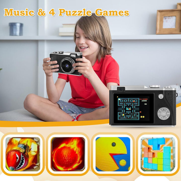 AKOFIC Kinderkamera, 2,4 Zoll 1080P HD Bildschirm Kamera Kinder mit 32GB Karte, Selfie Digitalkamera