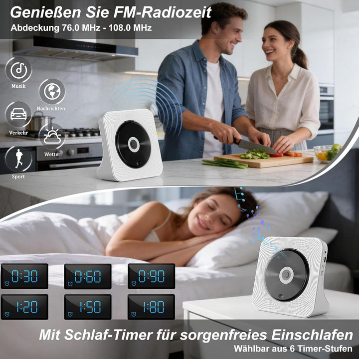 CD Player Tragbar Bluetooth 5.0 CD Spieler Tragbarer CD-Player mit Fernbedienung HiFi-Sound Lautspre