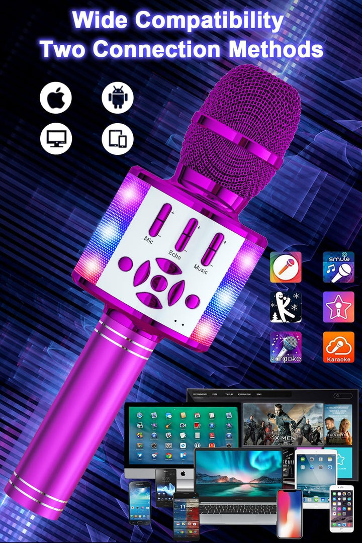 BONAOK Magic Sing Karaoke Mikrofon, Kinder, 4 in 1 Microphone, Drahtloses Bluetooth für die Zuhause