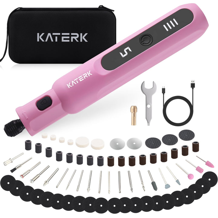 Katerk Mini Akku Multifunktionswerkzeug,5 Gang Rotationswerkzeug Set,5000-20000 U/min & 70 Zubehörte