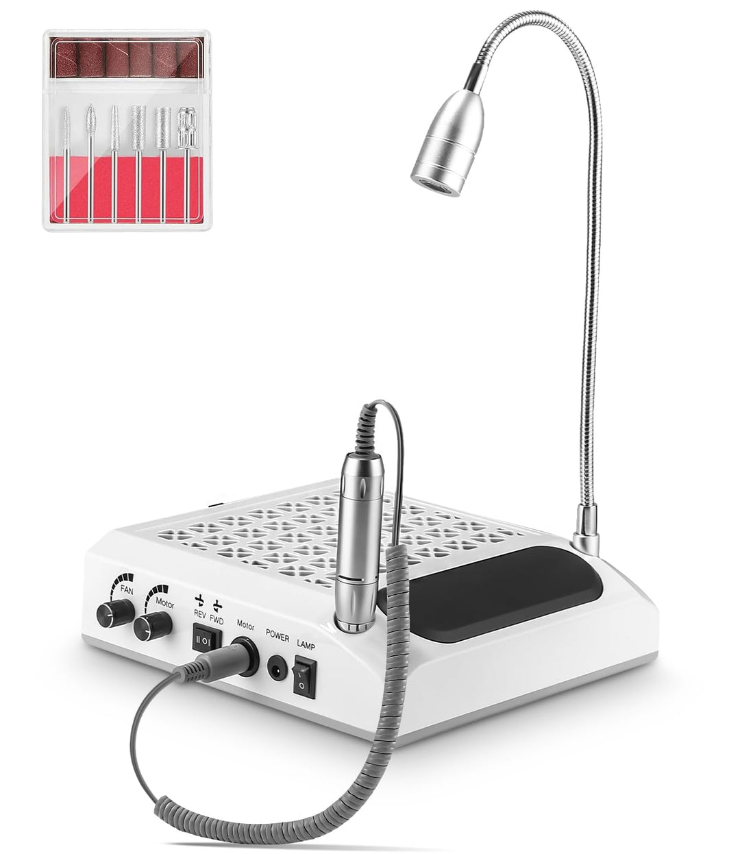 4 In 1 Nagelfräser Professionell, Nagelfräser für Gelnägel, Nagelstaubsauger mit Led, Nagel Armaufla