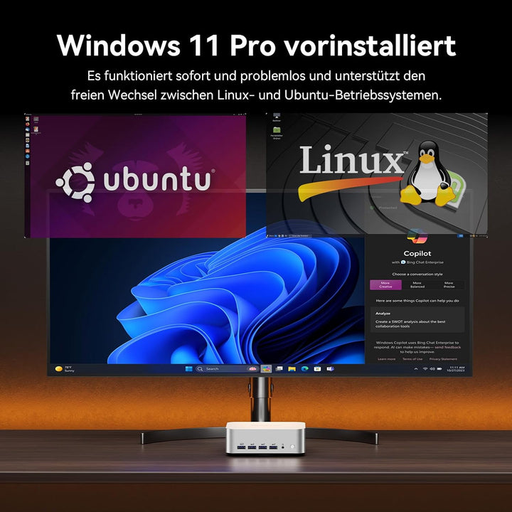 GEEKOM Mini PC A8 Max mit AMD Ryzen 7 8745HS, 2,5Gbps Dualer LAN Port, 3 Jahre Garantie, DDR5 RAM +