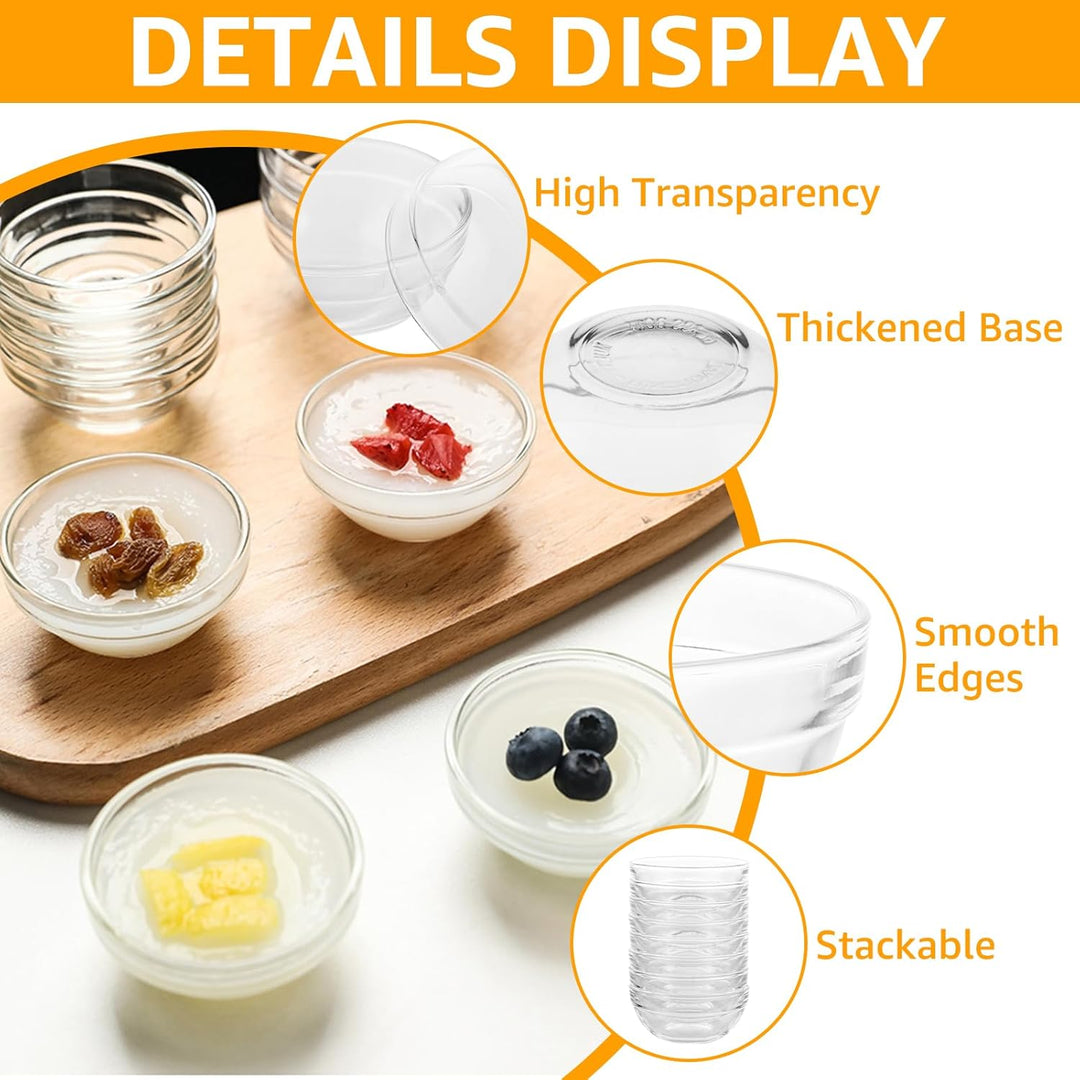 YAYODS 28er Set Glasschalen Ø 9 cm - Kleine Dessertschalen aus bleifreiem Glas - Stapelbare Schälche