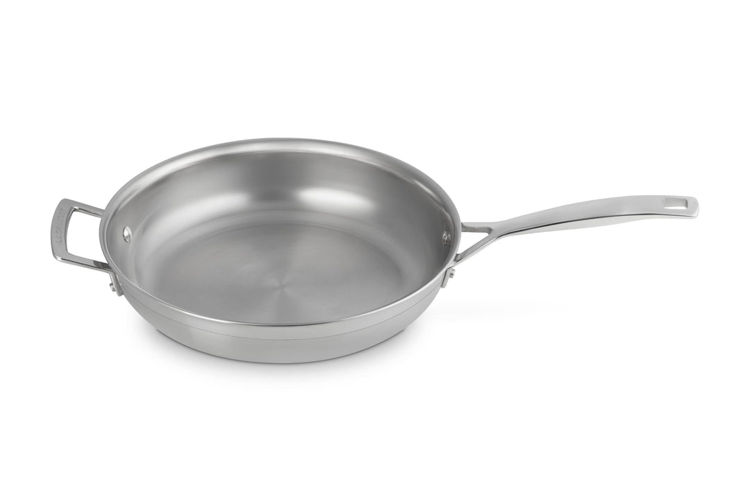 LE CREUSET Unbeschichtete Bratpfanne mit Gegengriff aus 3-ply Edelstahl, Ø 28 cm, Für alle Herdarten