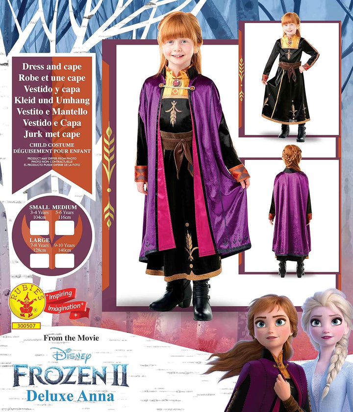Disney, Kostüm für Kinder, „Anna“ aus „Die Eiskönigin 2“ L bunt L Mehrfarbig, L Mehrfarbig