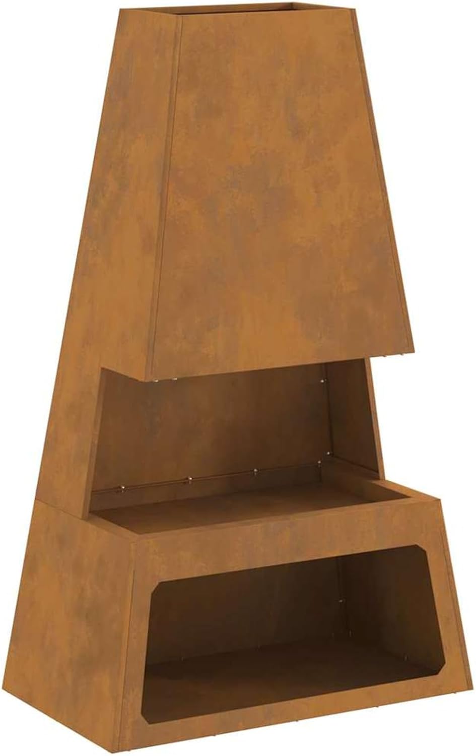 Gecheer Feuergrill, kegelförmiges Design, 60x35x100 cm, Cortenstahl, für Aussenbereich und Entspannu