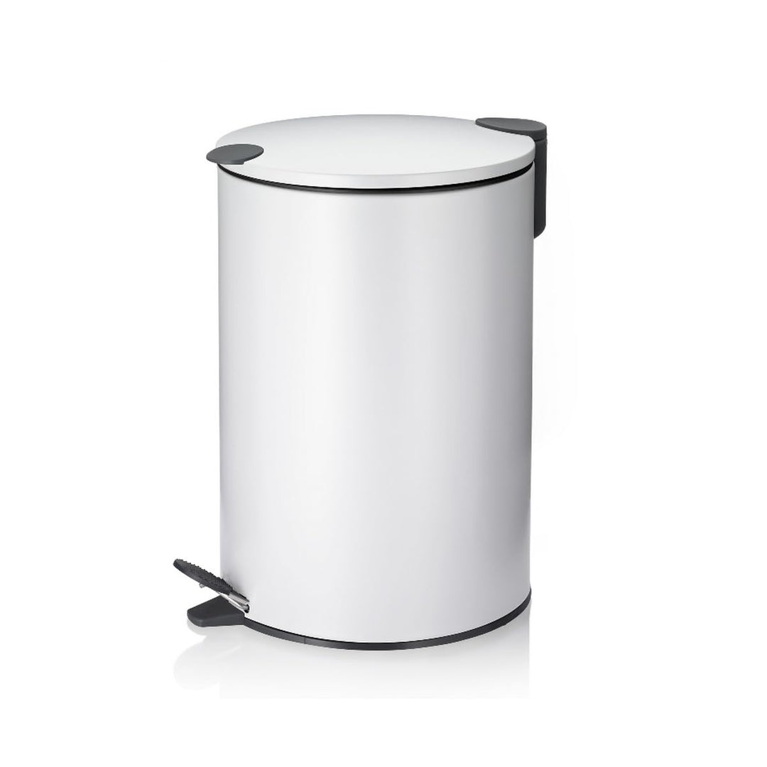 kela 10641 Treteimer mit Inneneimer 12 l, Geräuschloses Schliessen, Metall, Mats, Weiss