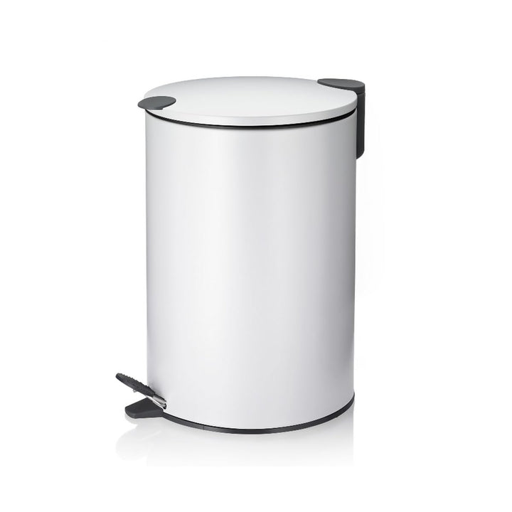 kela 10641 Treteimer mit Inneneimer 12 l, Geräuschloses Schliessen, Metall, Mats, Weiss