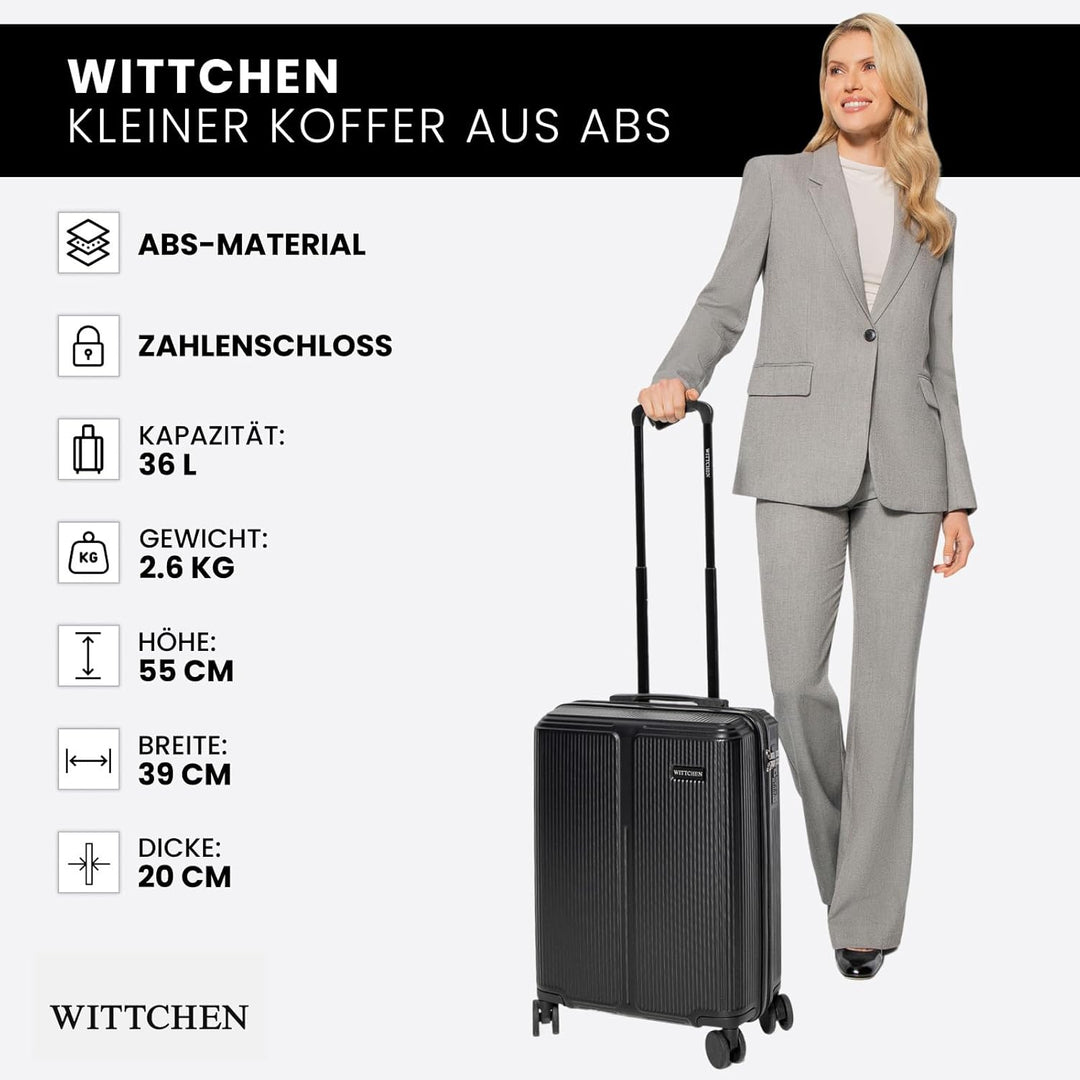 WITTCHEN Stripes Line | Kabinenkoffer 55 × 39 × 20 cm (M) | Hartschale ABS handgepäck Koffer 36 l, 4