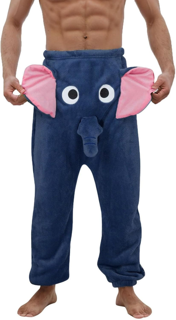 Pyjama Hose für Herren, Elefanten Hose mit Rüssel Männer Lustig Locker Pyjamahose Elefantenrüssel Py