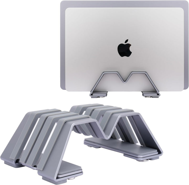 Psitek Verstellbarer Dual Vertikaler Laptopständer - Unterstützt 2 Geräte Aluminium, Universelle Pas