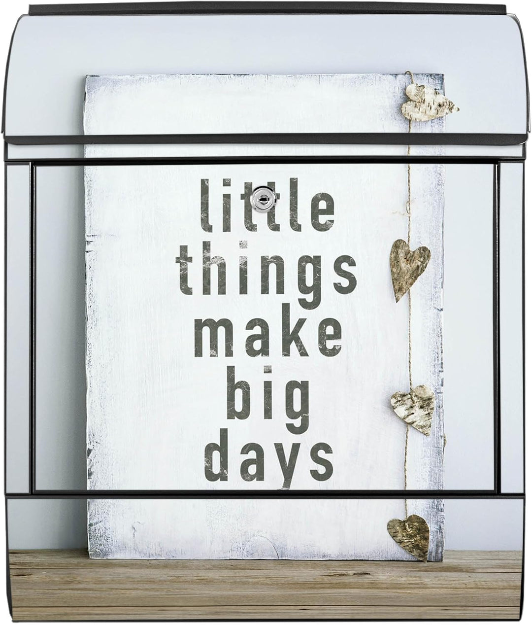 banjado® Design Briefkasten mit Motiv Little Things 39x47x14cm &amp; 2 Schlüssel - Briefkasten Stahl sch