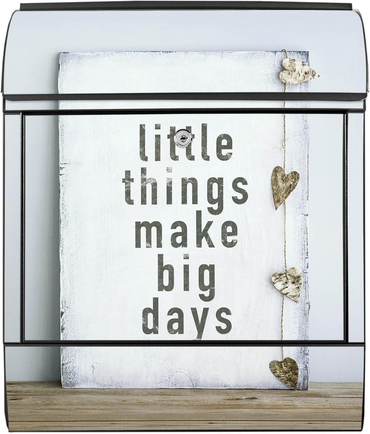 banjado® Design Briefkasten mit Motiv Little Things 39x47x14cm &amp; 2 Schlüssel - Briefkasten Stahl sch