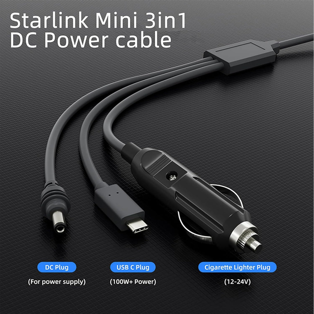 3 in 1 Autoladegerät mit USB C auf DC, 3M, 100W, Type C/D-C/Autoladegerät zu DC Ersatzkabel, Mehrere