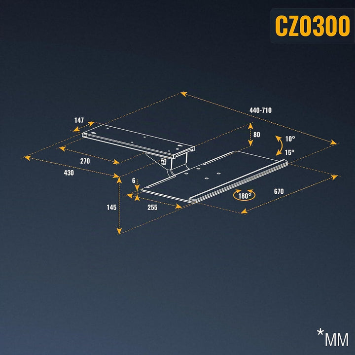 RICOO Tastatur-Halterung Schwenkbar Neigbar (CZ0300) Computer PC Schreibtisch Tastatur-Auszug Keyboa