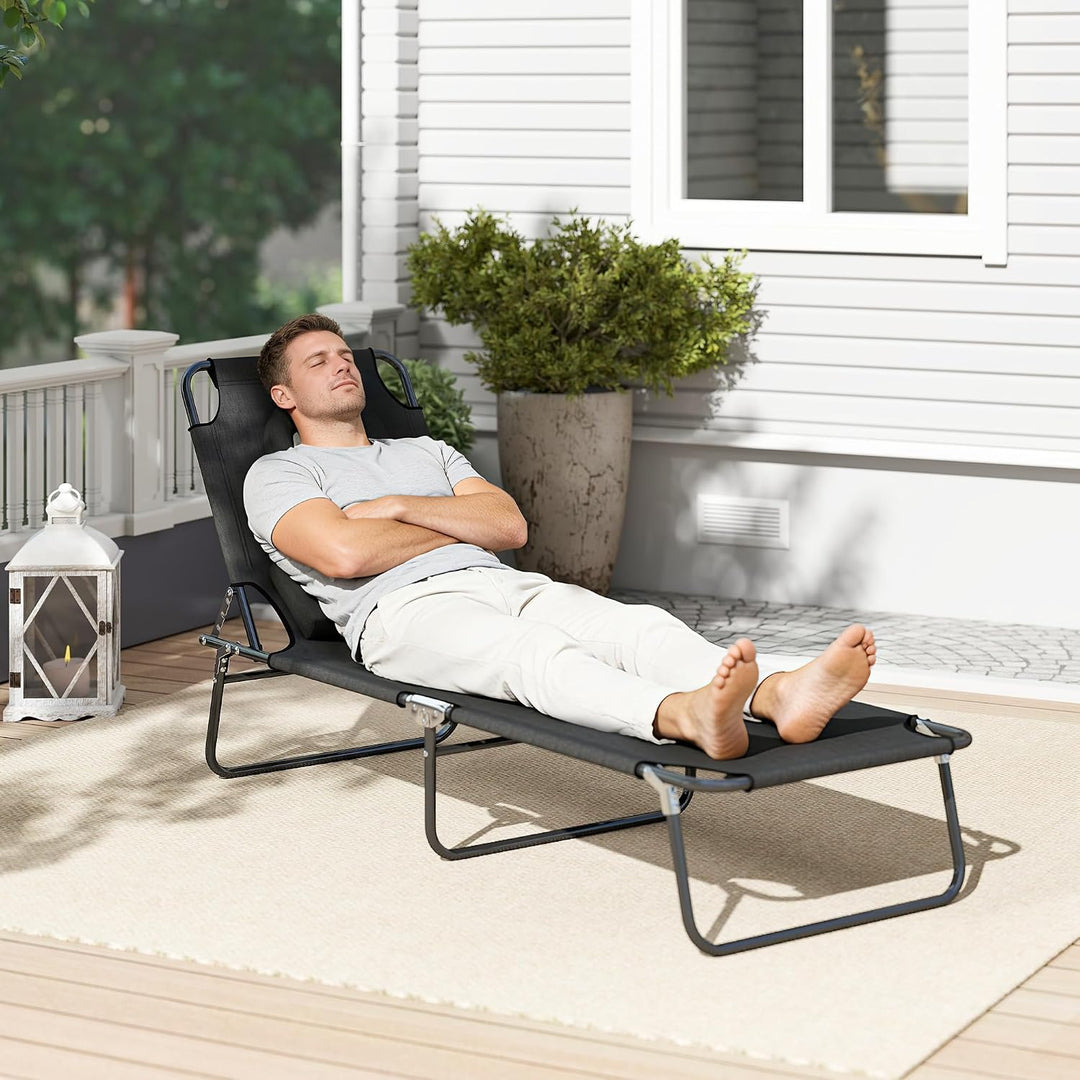 Outsunny Sonnenliege klappbar Gartenliege mit Gesichtsloch, Kopfkissen, Liegestuhl mit 4-Fach verste
