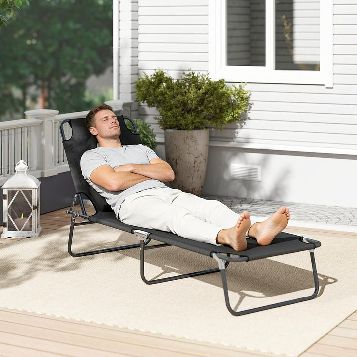 Outsunny Sonnenliege klappbar Gartenliege mit Gesichtsloch, Kopfkissen, Liegestuhl mit 4-Fach verste