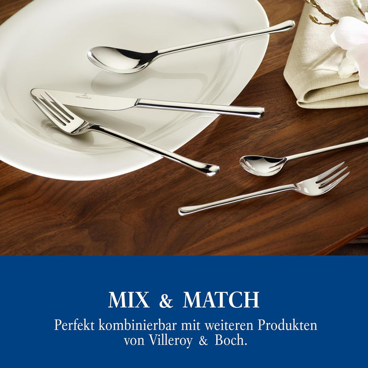 Villeroy &amp; Boch - Udine Besteckset 70-teilig Silber, Spülmaschinenfest, Besteck Set für 12 Personen,