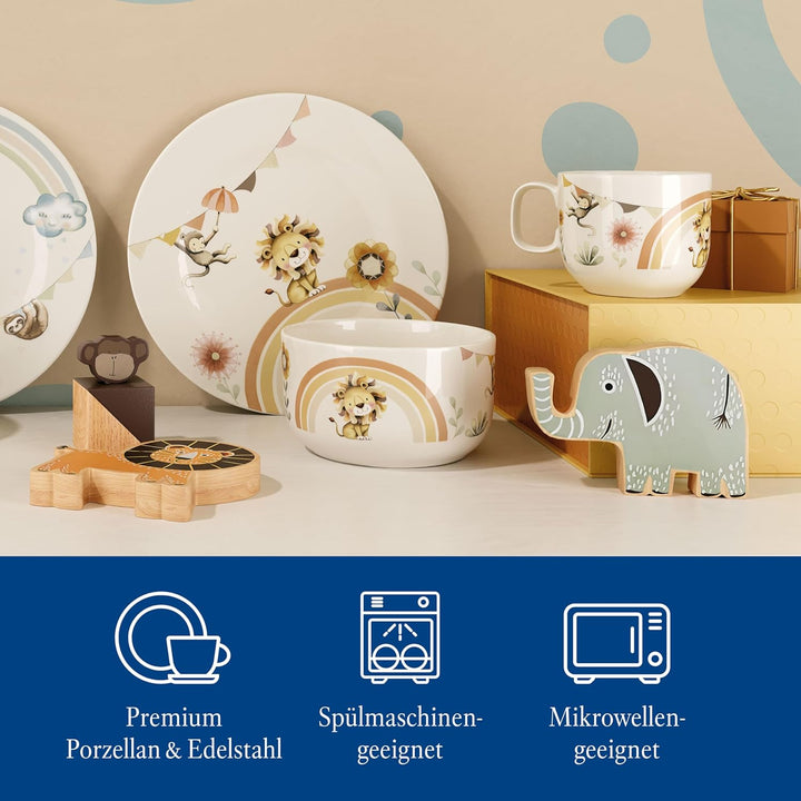 Villeroy & Boch – Boho Kids "Roar like a lion" Kindergeschirr-Set 3 teilig Beige, Spülmaschinenfest,