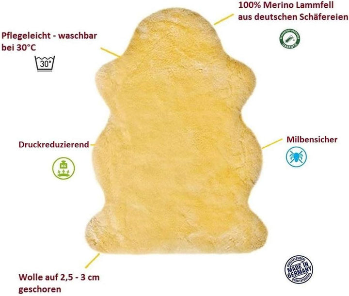 Hollert Baby Lammfell 120-130 cm Baby echtes Merino Schaffell Naturform waschbar superweich Premium