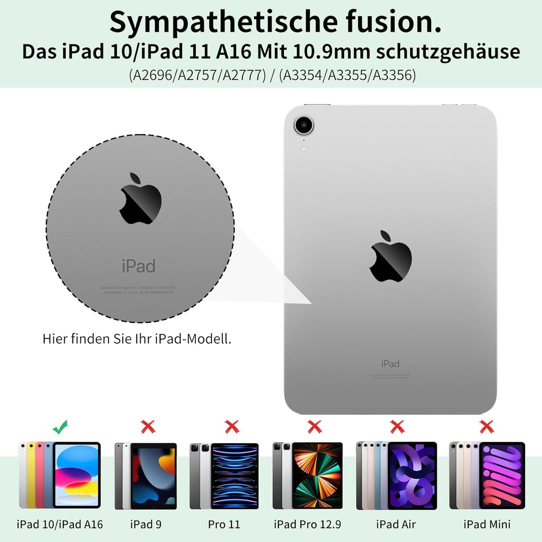 SZPSGC Hülle mit Tastatur für iPad A16 11. /10.Generation 11/10,9 Zoll 2025/2022, Magnetisches Anti-