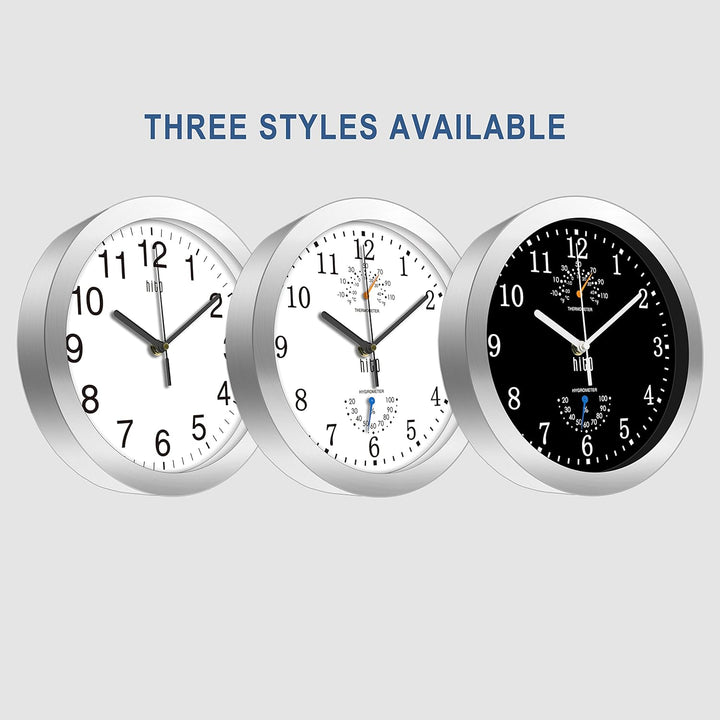 HITO Moderne, leise Wanduhr, Nicht tickend, 25,4 cm, exzellentes präzises Sweep-Uhrwerk, Aluminiumra