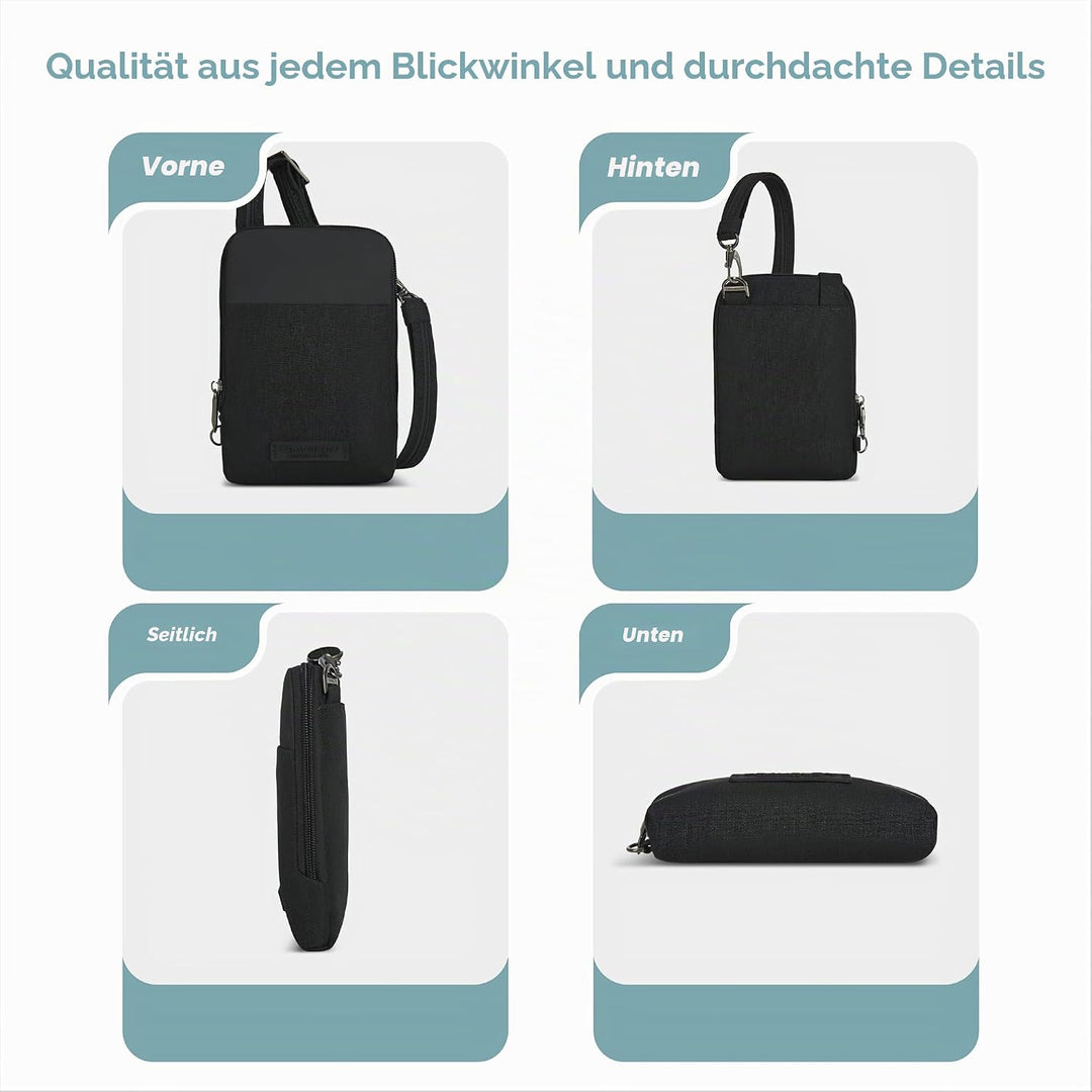 Travelon Unisex-Adult Mini Diebstahlschutz Umhängetasche Schwarz, Schwarz