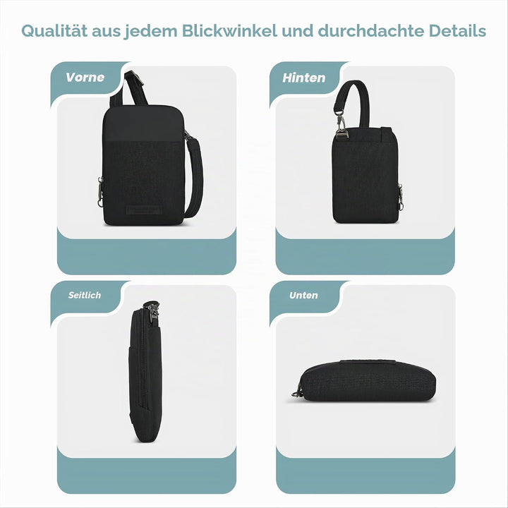 Travelon Unisex-Adult Mini Diebstahlschutz Umhängetasche Schwarz, Schwarz