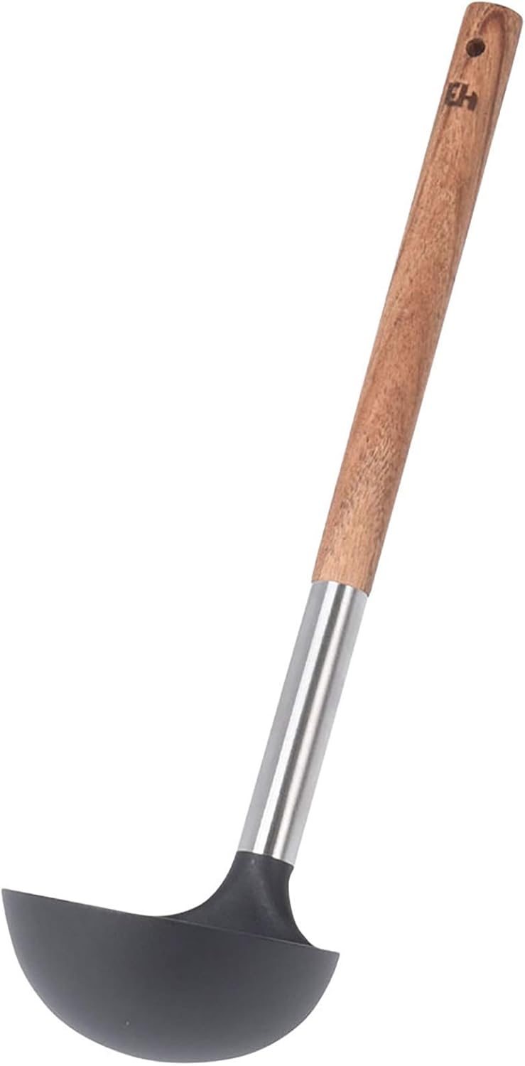 MIJOMA 7-TLG Kochlöffel-Set mit Halter, Griffe aus Akazienholz, Länge 30cm, Küchenutensilien, Back-L