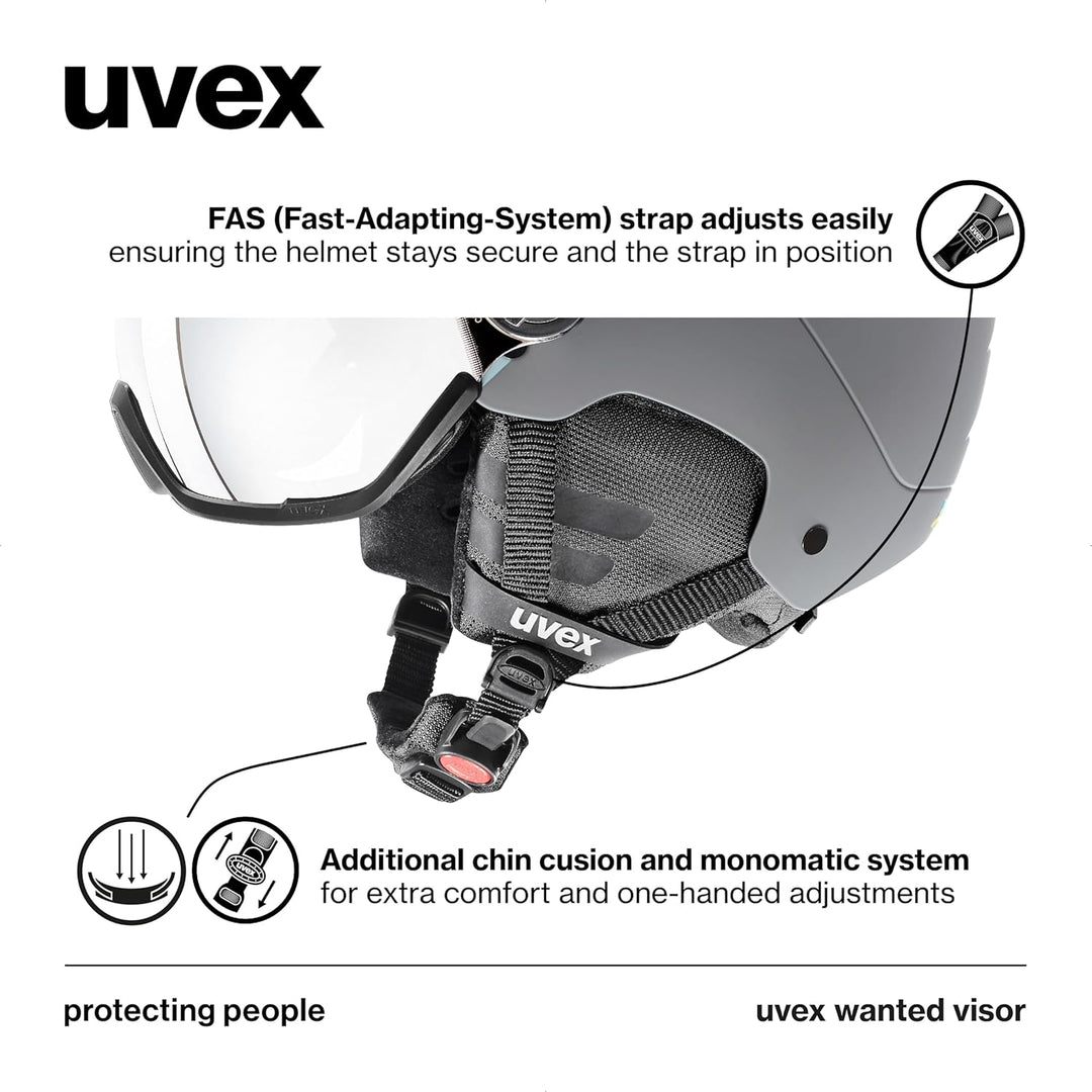 uvex Wanted Visor Visier Skihelm - Navy mat glacier - rhino matt 54-58 cm, glacier - rhino matt 54-5
