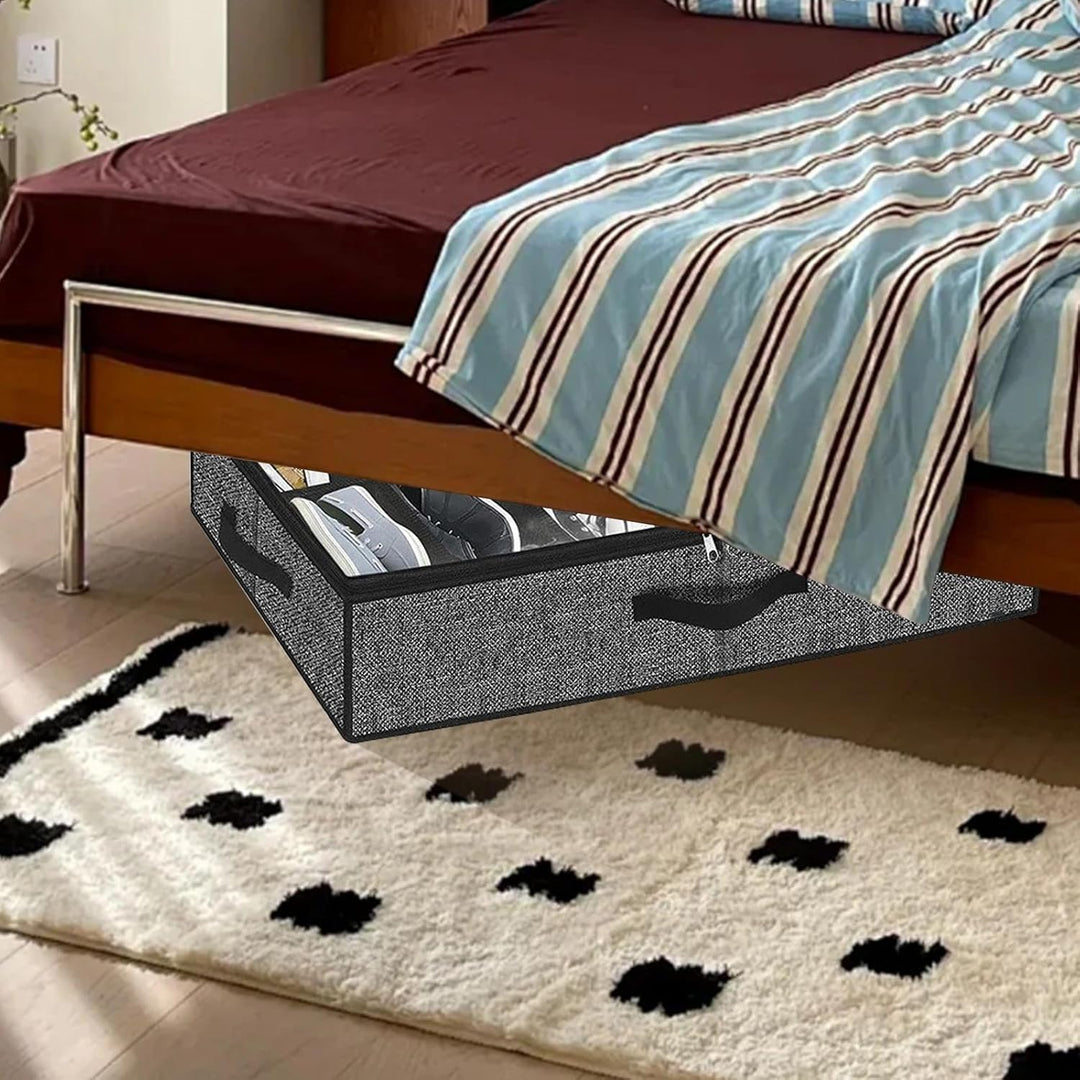 2 Stück Unterbett Schuhaufbewahrung Box mit Durchsichtigem Deckel, Schuhorganizer Schrank Faltbare,