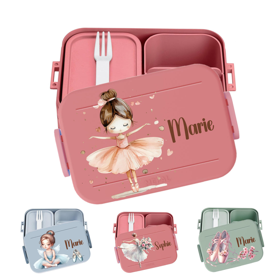 wolga-kreativ personalisierte Mepal Brotdose mit Balerina Motiv - Lunchbox Schule, Jausenbox Kinderg