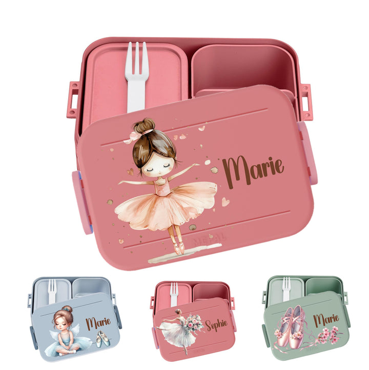 wolga-kreativ personalisierte Mepal Brotdose mit Balerina Motiv - Lunchbox Schule, Jausenbox Kinderg