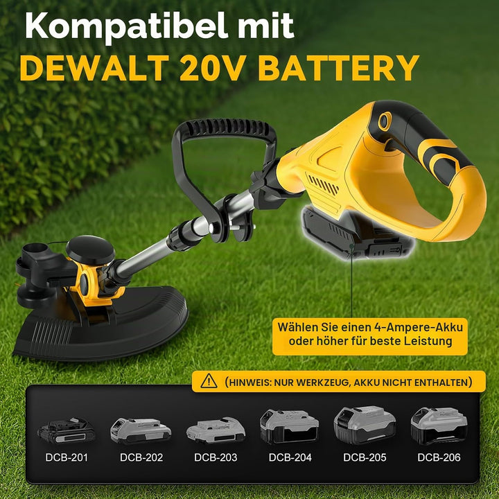 Akku Strimmer kompatibel mit Dewalt 20V Akku, 3-in-1 Falt-Kombi mit bürstenlosem Motor 30cm Schnittb