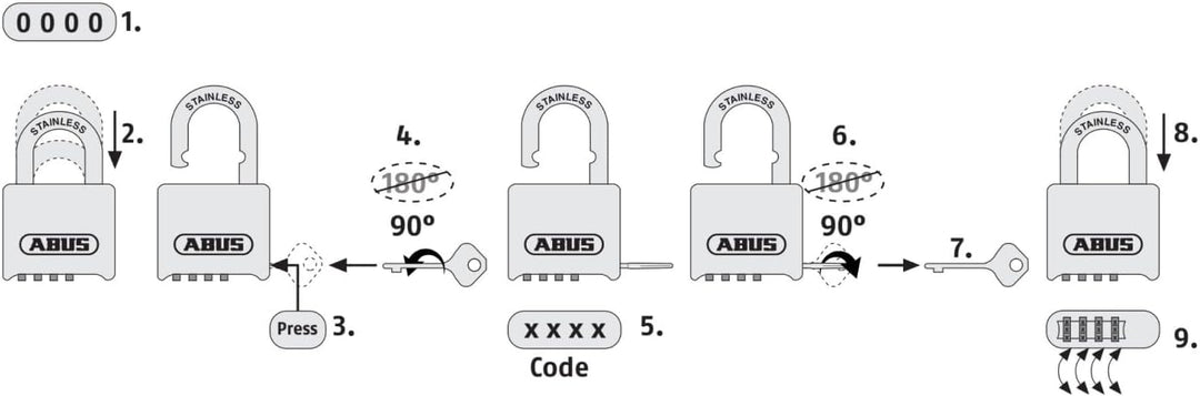 ABUS Zahlenschloss 180IB/50 - Vorhängeschloss aus Messing - wetterfest - mit individuell einstellbar