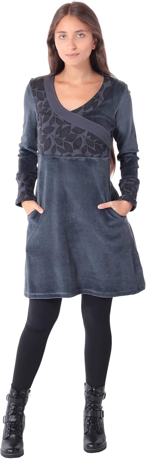 PUREWONDER Kleid Alternatives Samtkleid dr36 M Grau, M Grau