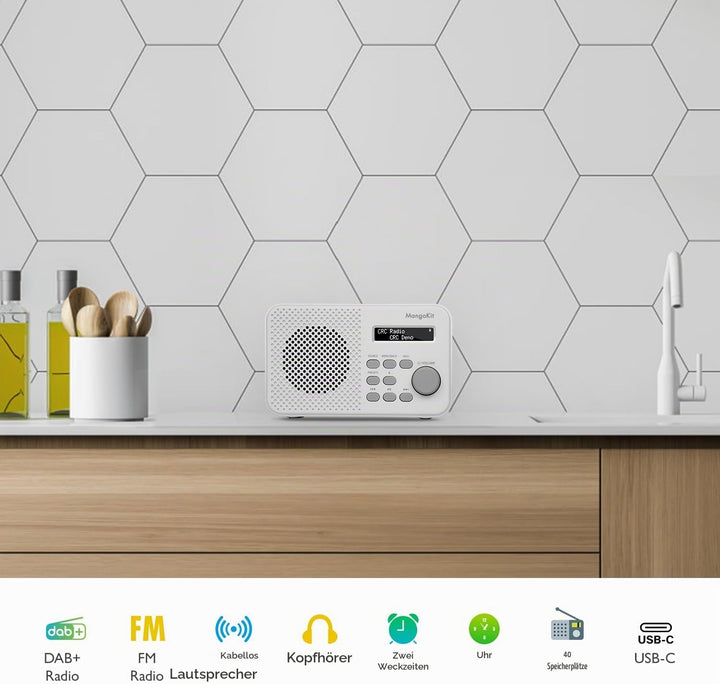 MangoKit MD2 DAB Radio mit Bluetooth,DAB Plus Radio,Digitalradio,UKW Radio,Tragbares Dab Radio,Klein