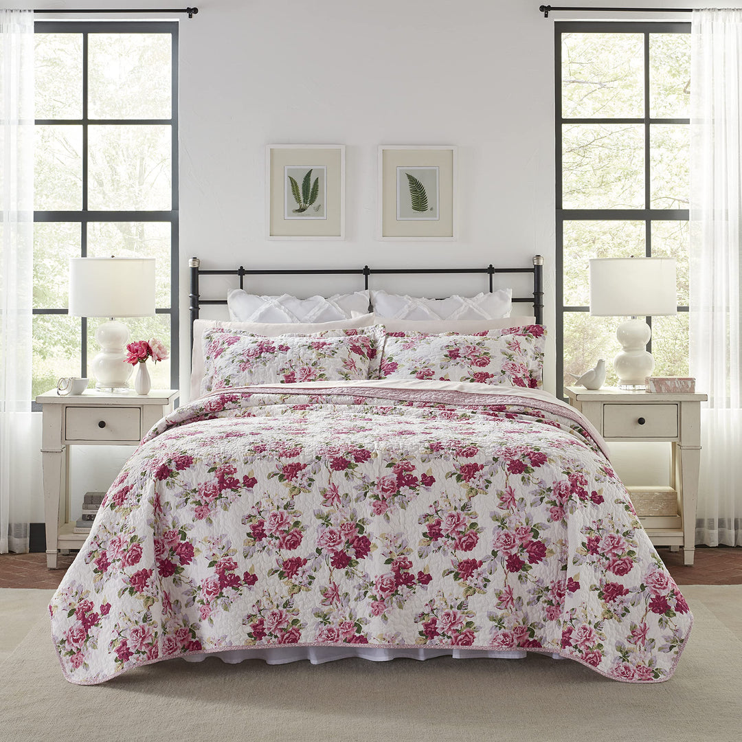 Laura Ashley Lidia Collection Bettwäsche-Set, 100% Baumwolle, wendbar, leicht und atmungsaktiv, vorg