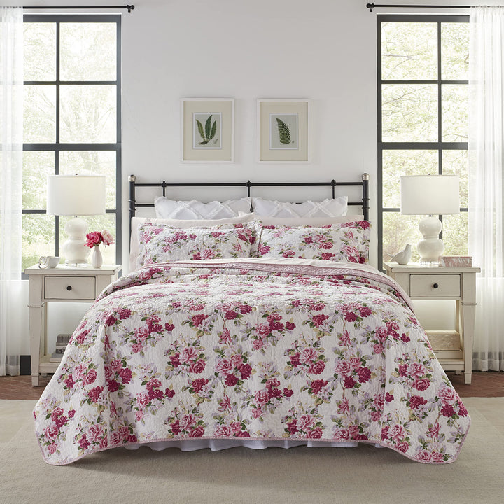 Laura Ashley Lidia Collection Bettwäsche-Set, 100% Baumwolle, wendbar, leicht und atmungsaktiv, vorg