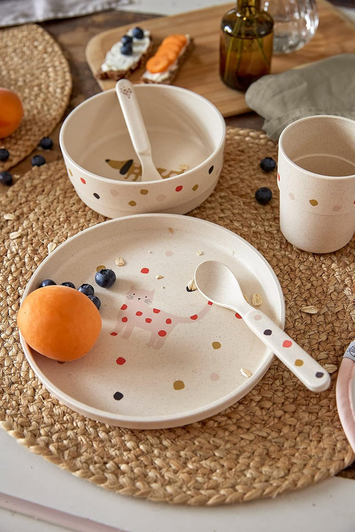 LÄSSIG Kindergeschirr Set (Teller, Becher, Schälchen, Löffel) ohne , BPA-frei, für Spülmaschine und