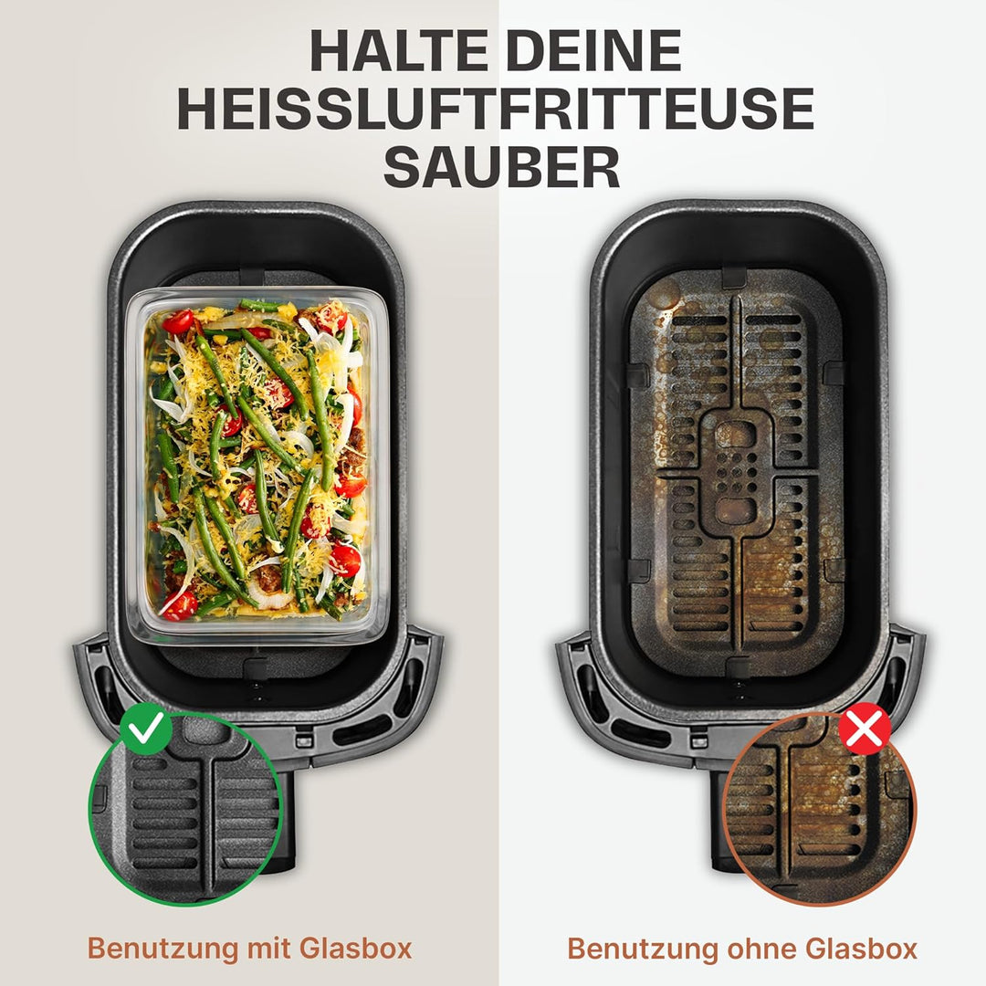 Lemontree Glasbehälter für Airfryer – Airfryer Zubehör BPA-frei, spülmaschinenfest & hitzebeständig