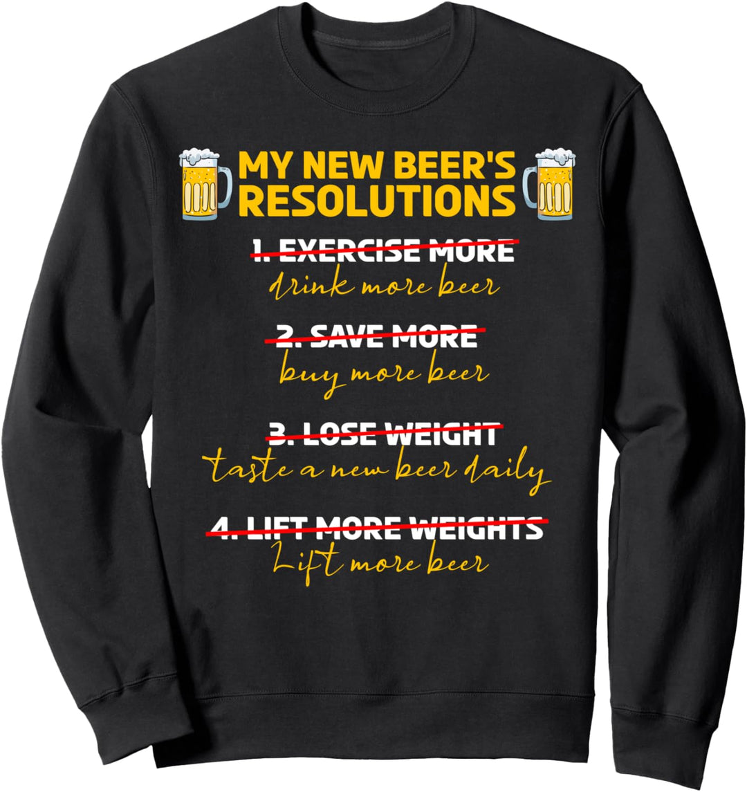 Lustiges Bier Neujahr Neues Bier Auflösungen Lustiges Weihnachtswunsch Sweatshirt
