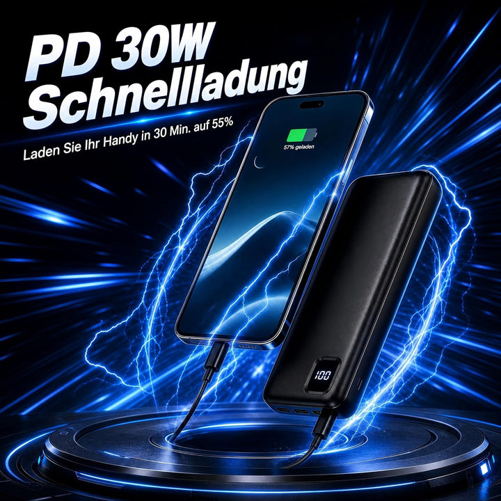 Powerbank 50000mAh Grosse Kapazität, 22.5W Power Bank Schnellladung mit 4 Ausgänge &amp; 2 Eingänge, Tra