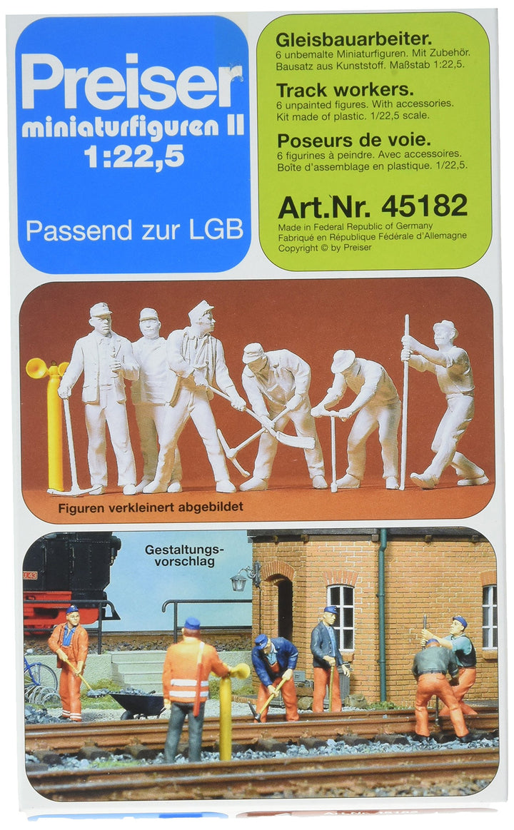 PREISER 45182 Gleisbauarbeiter. 6 Figuren